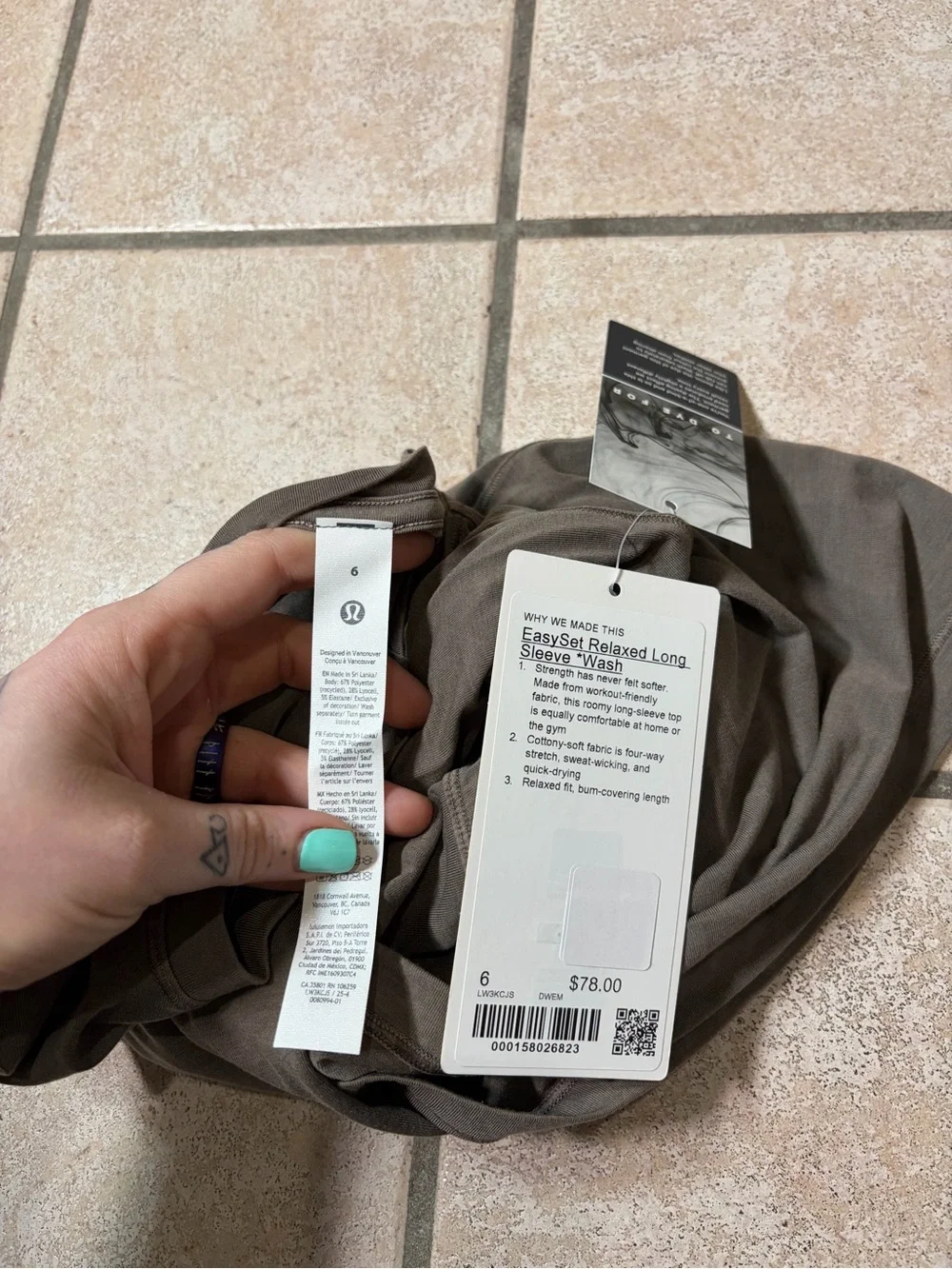 NWT Lululemon Easy Set Relaxed Long Sleeve *Wash (Dilute Wash Elmwood) Size 6